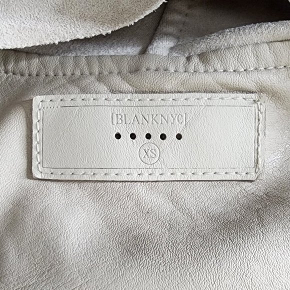 Blank NYC Faux Suede/Leather Moto Jacket XS or SM Beige Taupe Asymmetrical Zip - Picture 4 of 6